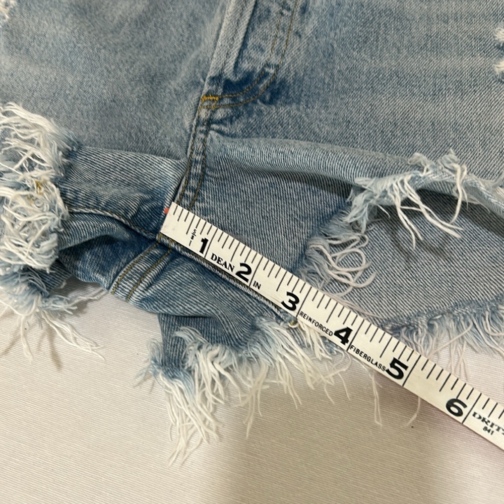 AGOLDE CUTOFF DENIM JEAN SHORT BLUE DISTRESSED MID RISE WOMEN SIZE 23 - Picture 4 of 11